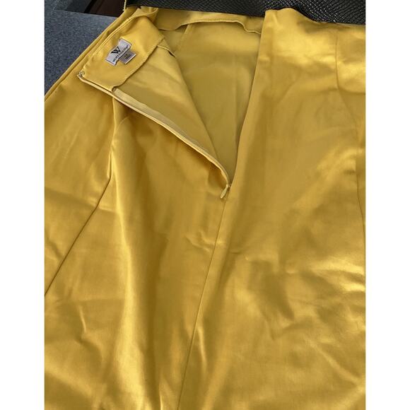 WORTHINGTON W Size 12 Pencil MIDI Yellow Skirt Belt Invert Pleated Feminine Y2K - Picture 6 of 12
